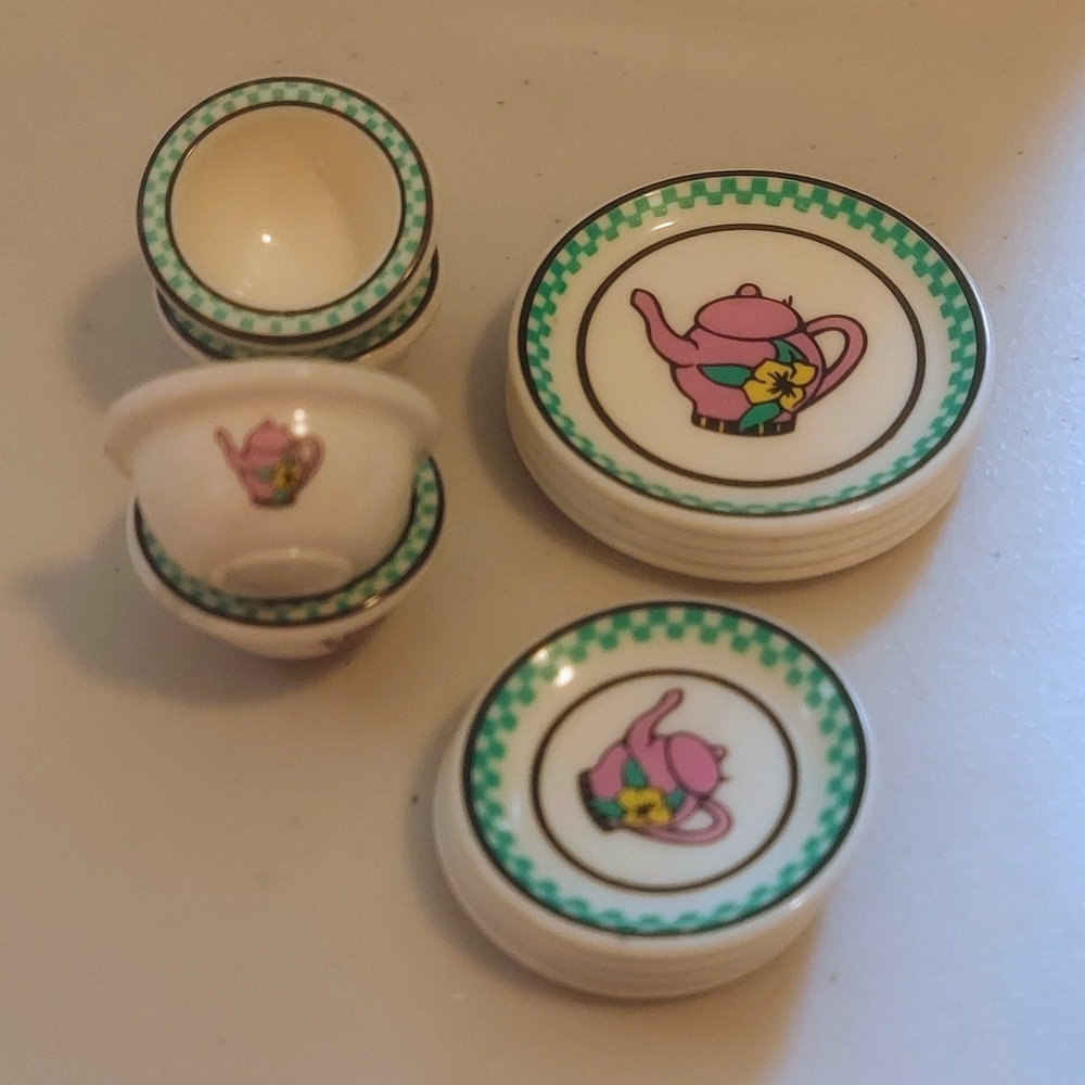 Miniature Vintage Dining Set with Teapot Design